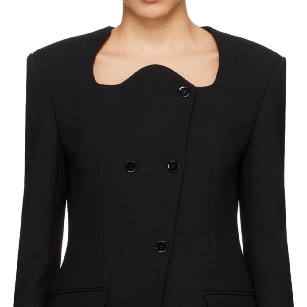 Recto Curved Neck Blazer Black